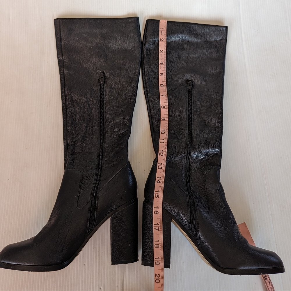 LANDS' END women's Tall black leather knee high heeled boots Size 9 - Picture 4 of 8